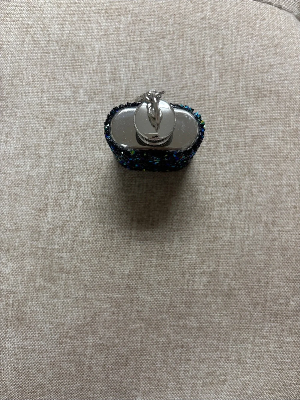 Urban Outfitters Black Iridescent Crystal Mini Flask Keychain